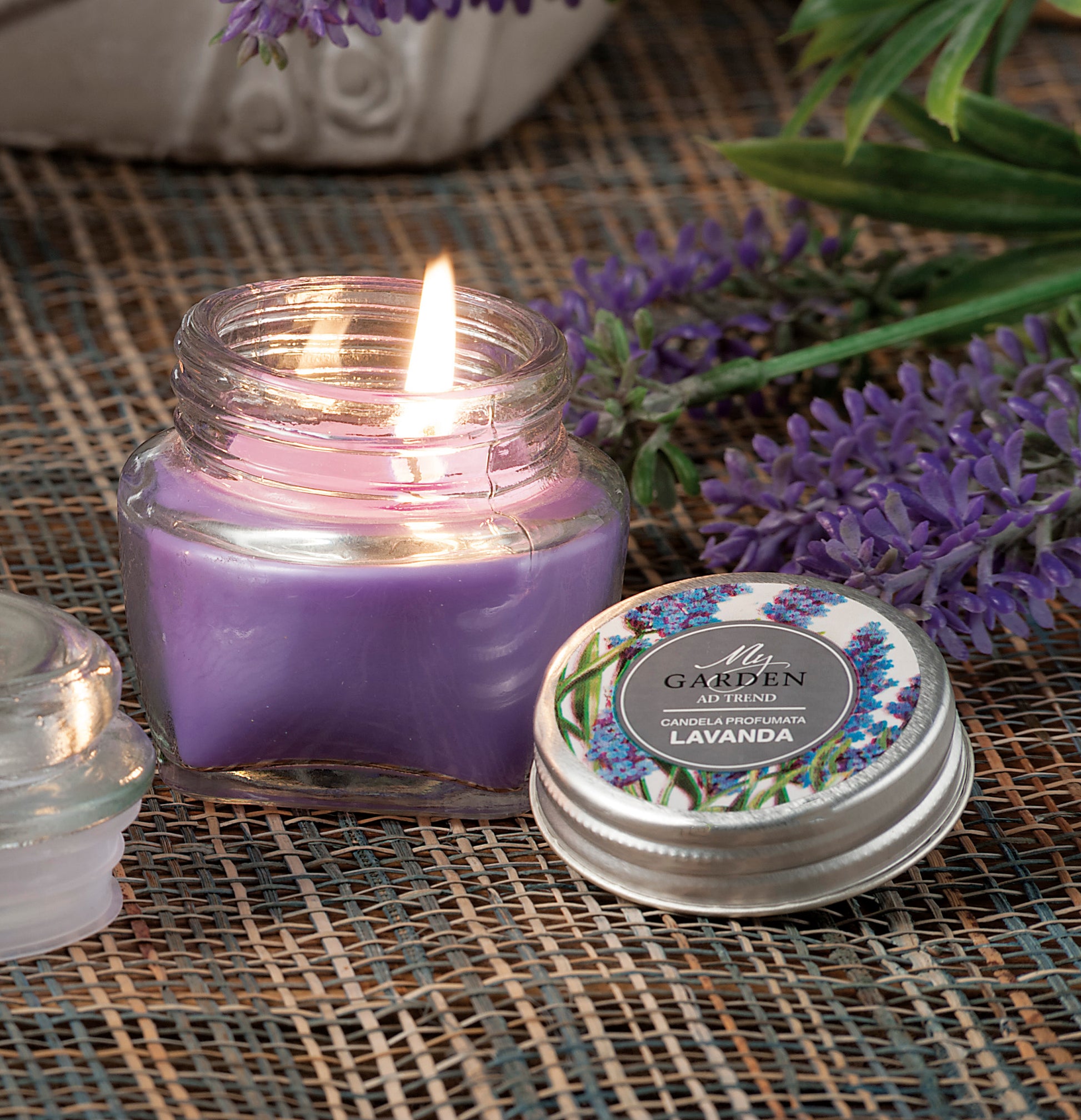 CANDELA PROFUMATA C/BARATTOLO VETRO FRAGR.