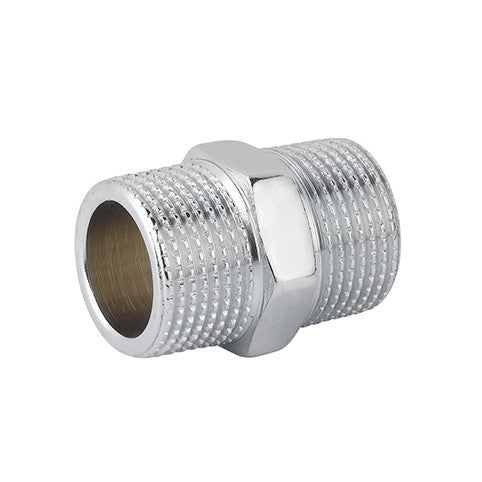 10 x NIPPLE DOPPIO PROLUNGATO MM OTTONE CROMO Misura: 1/2