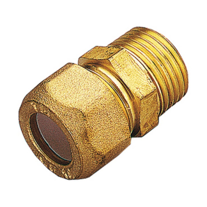 10 x RACCORDO OTTONE DIRITTO BICONO MASCHIO GAS 10X1/2