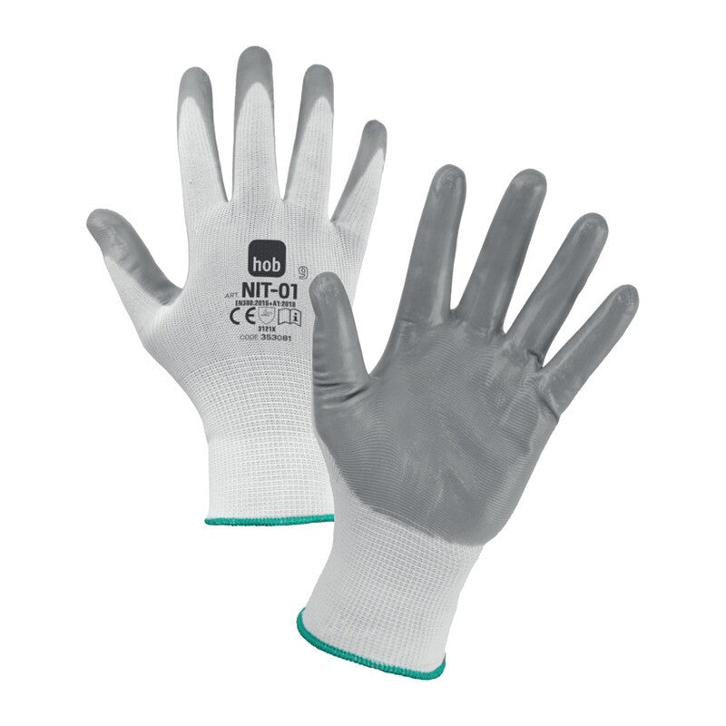 12 x GUANTI HOB POLIESTERE/NITRILE NBR NIT-01 TG. 10