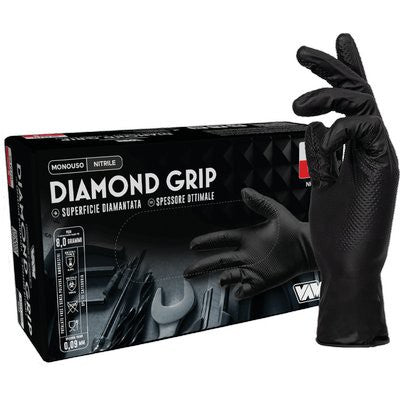 2 x GUANTO NITRILE MONOUSO NERO DIAMOND MED