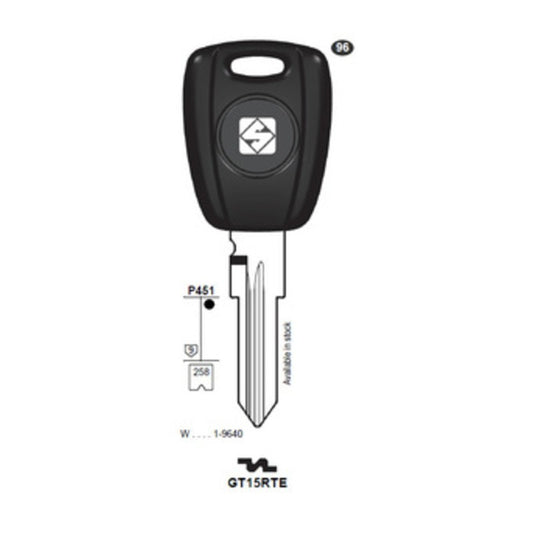 2 x SILCA GT15RTE CHIAVE TRANSPONDER VUOTA OTTONE