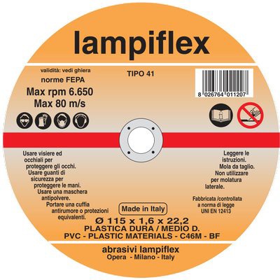 25 x DISCO ABRASIVO TAGLIO PVC LAMPIFLEX