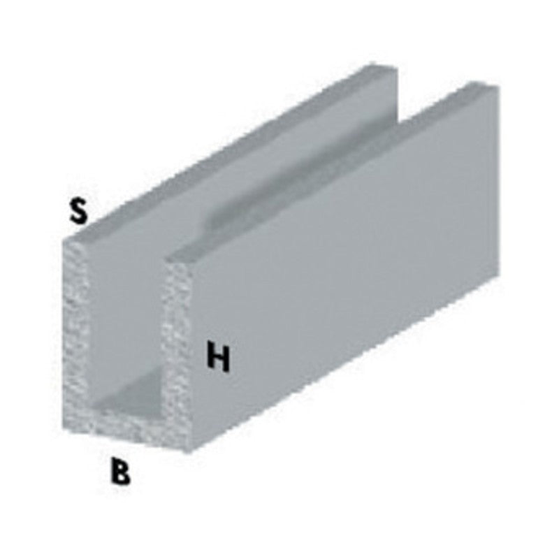 5 x PROFILO ARGENTO H.100 CM CANALINO U  8X 8X1 MM**