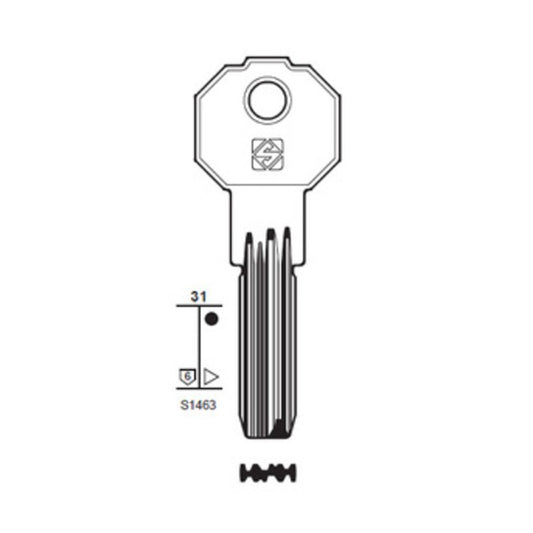 5 x SILCA PF21 CHIAVE PUNZONATA OTTONE