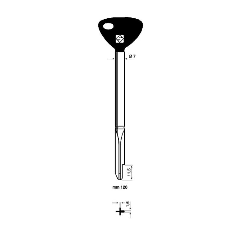 5 x SILCA XY10P CHIAVE CROCE TESTA PLASTICA