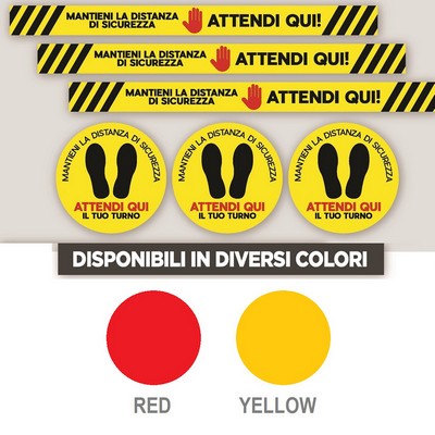 ADESIVI SEGNALETICA DA PAVIMENTO PER DISTANZA DI SICUREZZA Misura: Tondo Yellow Diam. 30 cm