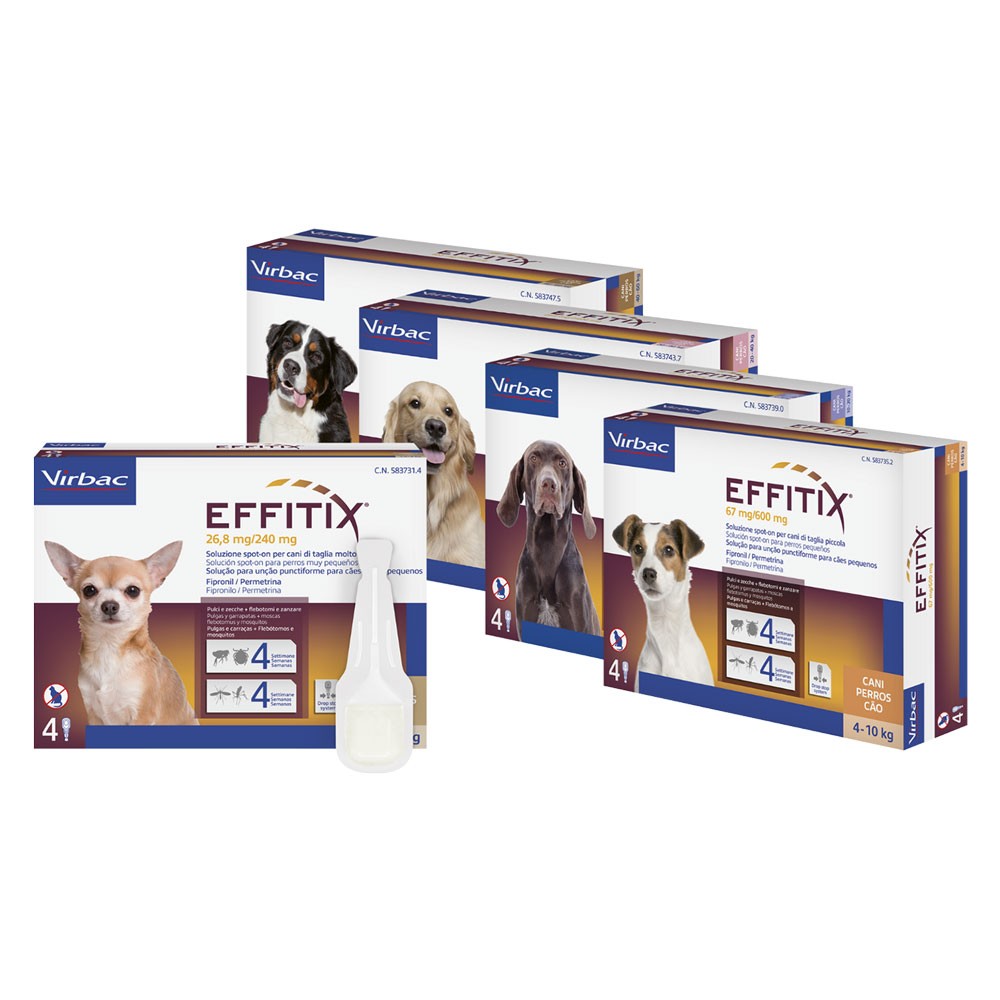 ANTIPARASSITARIO 'EFFITIX' 'Cane Large' da 20 a 40 kg - 4 pipette ml 4,4