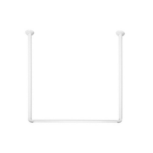 BASTONE PER TENDA DOCCIA DOCCIA 3 LATI IN ALLUMINIO BIANCO Misura: Bianco 80x80x80 cm
