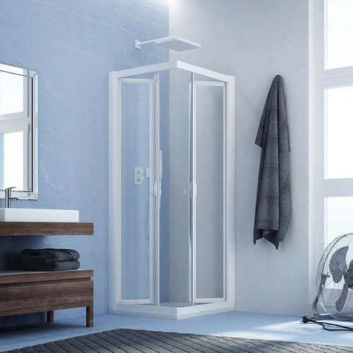 BOX DOCCIA ANGOLARE 2 LATI APERTURA A SOFFIETTO NEXUS ACRILICO Misura: cm 75 x 75