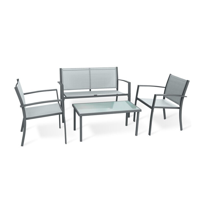 C SET 4 PZ SALOTTO SANTIAGO ACCIAIO ANTRACITE/GRIGIO