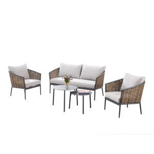 C SET 5 PZ SALOTTO EFFETTO VIMINI BEVERLY HILLS