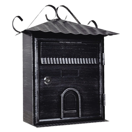 CASSETTA POSTALE 'FIORDALISO' cm 30x10,5x h 36 - argento\nero antico