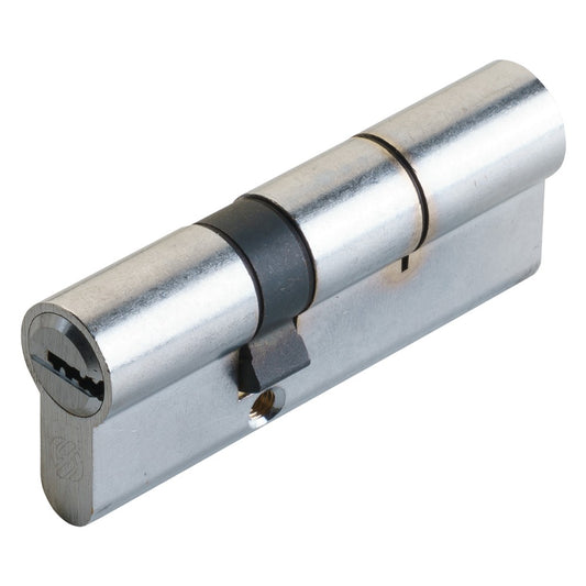 CILINDRO PROFILATO DOPPIO SERIE 'K2' mm 40+10+40 = 90 (45+45) cromo satinato