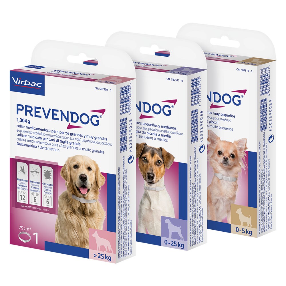 COLLARE ANTIPARASSITARIO PER CANI 'PREVENDOG' > 25 kg - cm. 75 (scatola 2 pezzi)