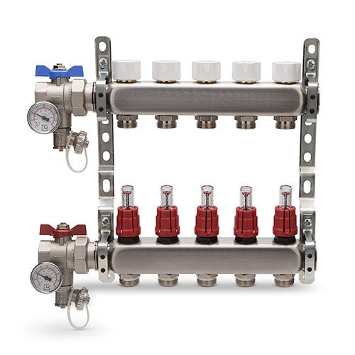COLLETTORE DI DISTRIBUZIONE IN ACCIAIO INOX COMPLETO ATON Misura: 10 vie 1" x 3/4