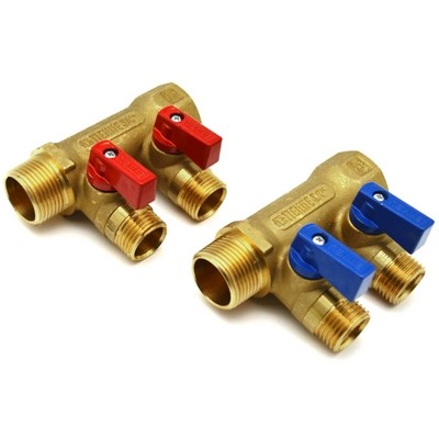 COLLETTORE NINO GIALLO C/VALVOLA A SFERA DA 3/4 x 16 2 VIE Misura: 3/4 x 1/2 x 16