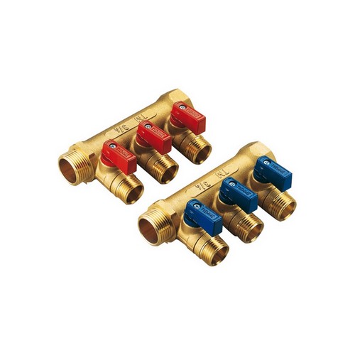COLLETTORE NINO GIALLO C/VALVOLA A SFERA DA 3/4 x 16 3 VIE Misura: 3/4 x 1/2 x 16