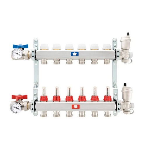 COLLETTORE PREMONTATO COMPLETO CON FLUSSIMETRI Misura: 12 vie 1"x3/4