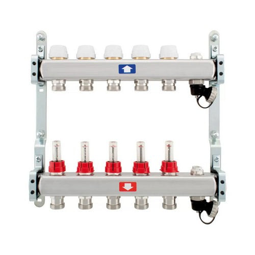 COLLETTORE PREMONTATO CON FLUSSIMETRI SCARICO E SFIATO Misura: 11 vie 1"x3/4