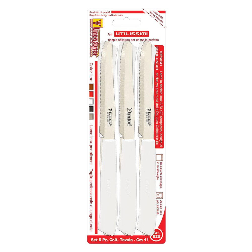 COLTELLI DA TAVOLA 'UTILISSIMI' lama mm 110 - manico bianco