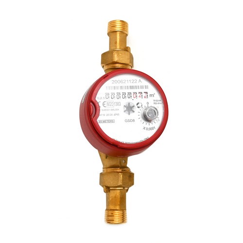 CONTATORE PER ACQUA CALDA 90° QUADRANTE ASCIUTTO Misura: Diam. 15 - 1/2" L. 110