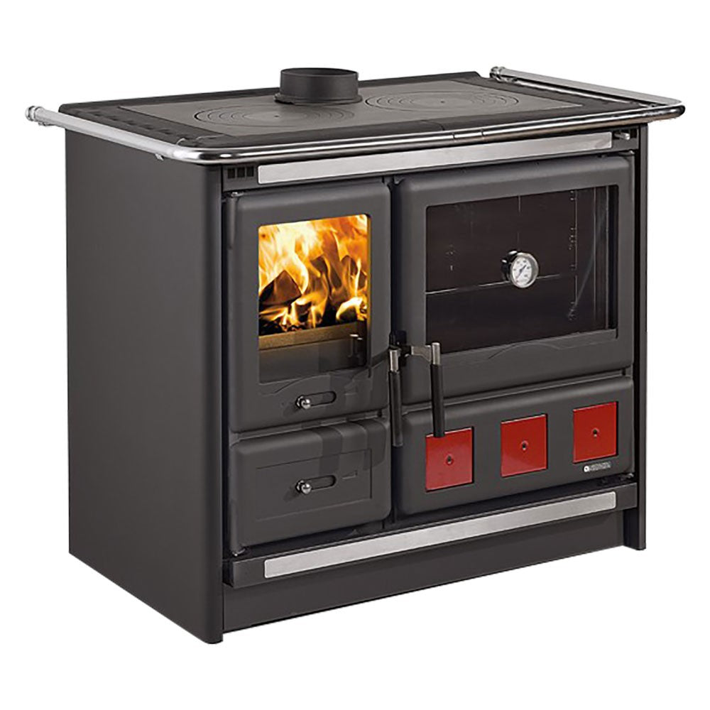 CUCINA A LEGNA 'ROSA XXL VST' 8,5 kW - colore antracite e petra naturale