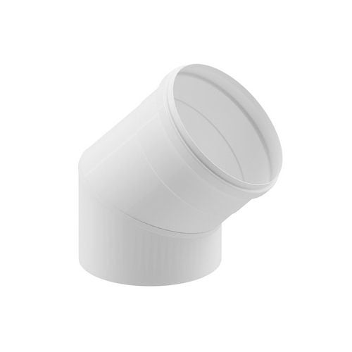 CURVA 45° IN ACCIAIO AISI 304L PER CAPPE Misura: Diam. 130 Bianco