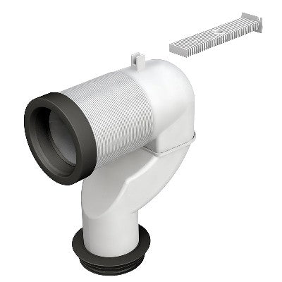 CURVA A P PER COLLEGAMENTO AL PAVIM. BRIDA IN PLASTICA Misura: Diam. 90-110 mm
