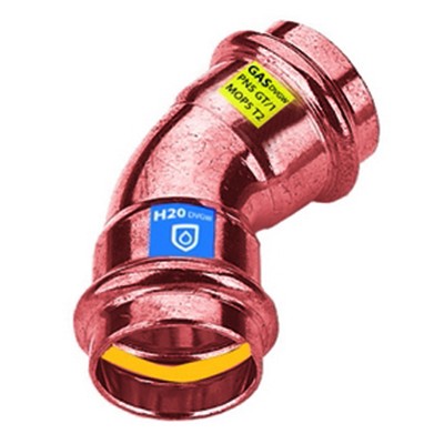 CURVA IN RAME A PRESSARE 45° FF ACQUA/GAS Misura: Diam. 12
