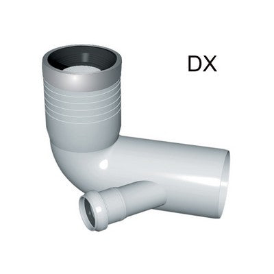 CURVA WC PROLUNGATA 1 ATTACCO CON GUARNIZIONE E TAPPO Misura: D. 90-116-50 DX