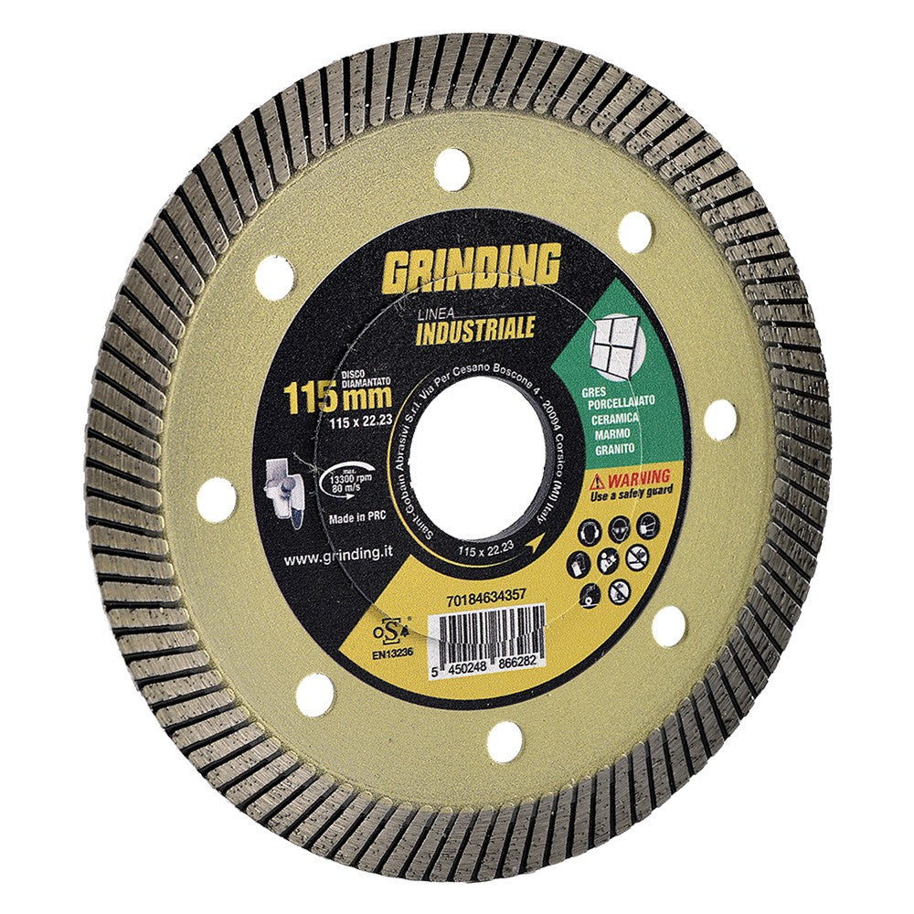 DISCO DIAMANTATO 'LINEA INDUSTRIALE' Ø 115 x 1,5 x F.22,23 - 'turbo gres'