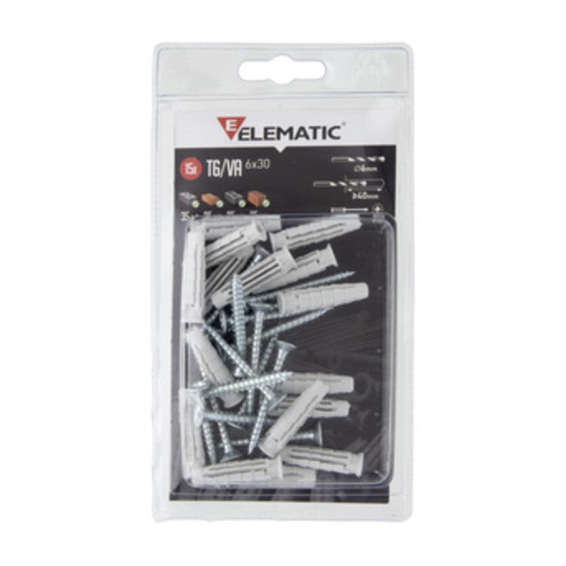 ELEMATIC TASSELLO T6 VA  5X25 C/VITE CONF. 100 PZ