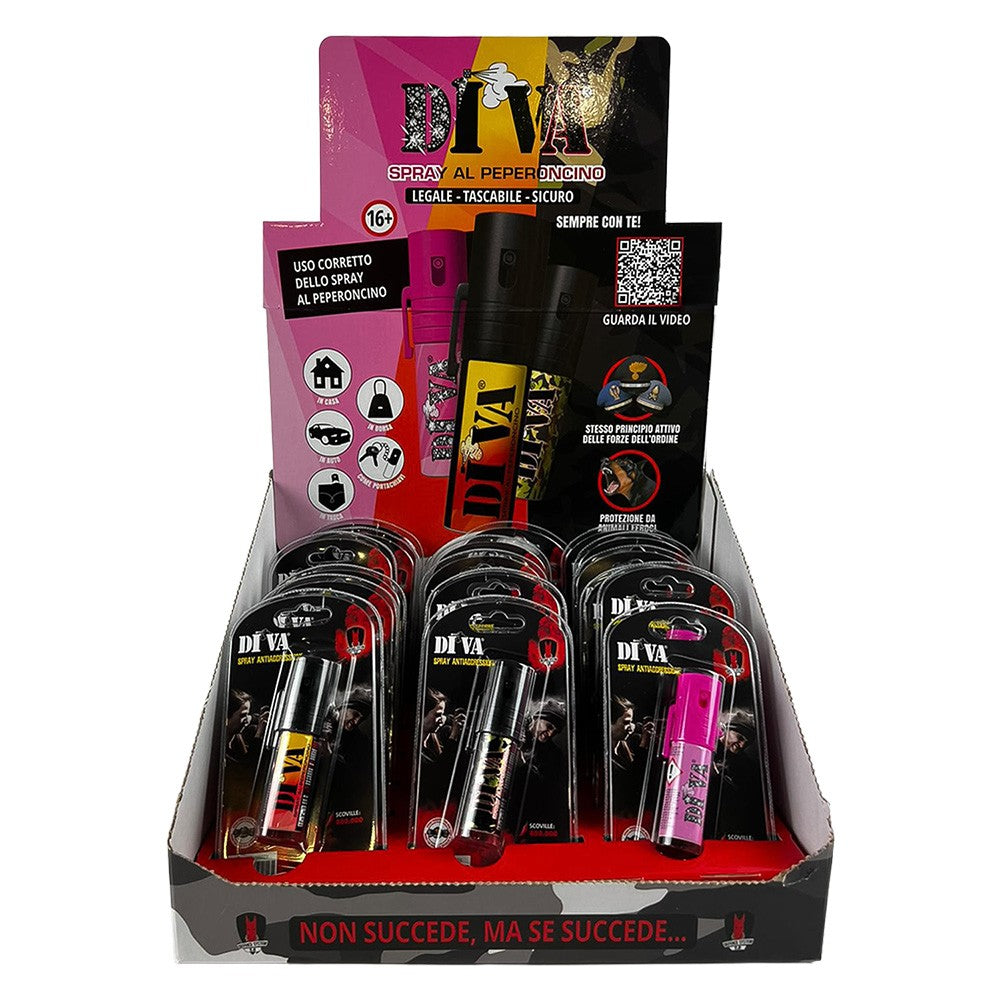 ESPOSITORE SPRAY ANTIAGGRESSIONE totale 18 pezzi