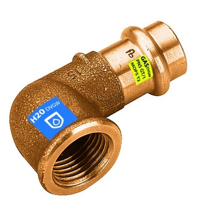 GOMITO 90° IN BRONZO A PRESSARE F X FIL F ACQUA/GAS Misura: Diam. 22 x 1