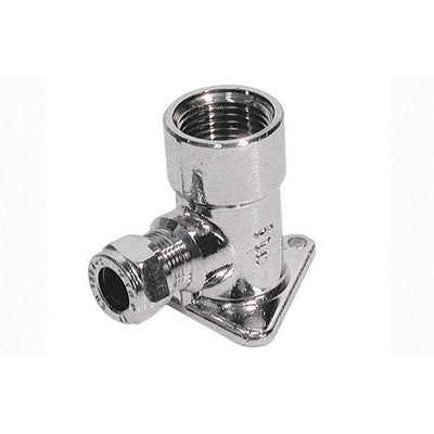 GOMITO A 90° CON FLANGIA CROMATO Misura: Diam. 12 x 1/2
