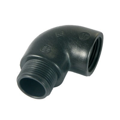 GOMITO A 90° IN PP NERO Misura: 1/2"