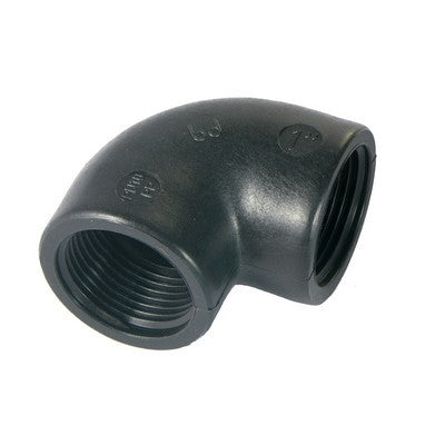 GOMITO A 90° IN PP NERO Misura: 3/4"