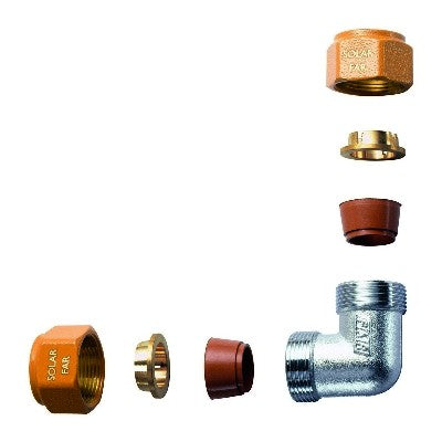 GOMITO DOPPIO COMPLETO DI KIT DI TENUTA PER IMPIANTI SOLARI Misura: Diam. 22