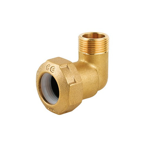 GOMITO MASCHIO IN OTTONE PER TUBO PE Misura: 1"1/2 x 50