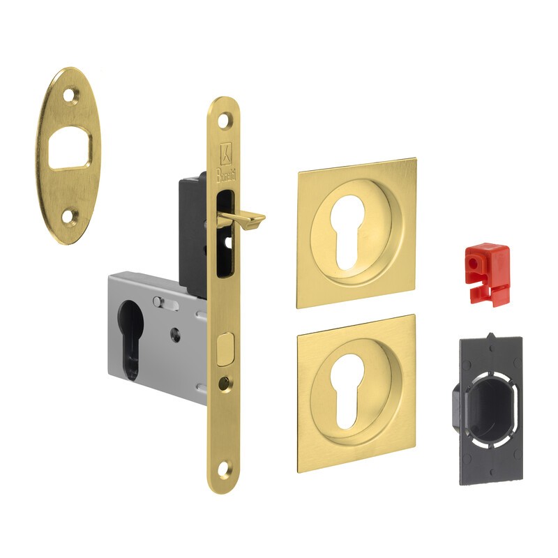 KIT MANIGLIE QUADRO PORTA SCORR CILINDRO EASY G500T OTTONATO LUCIDO
