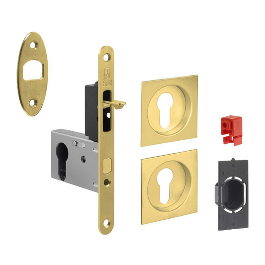 KIT MANIGLIE QUADRO PORTA SCORR CILINDRO EASY G500T OTTONATO LUCIDO