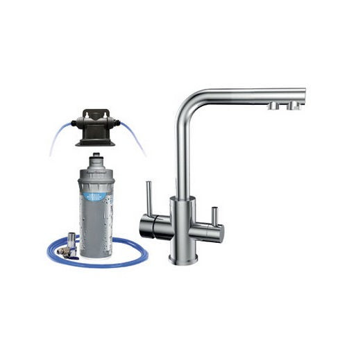 KIT MICROFILTRAZIONE ACQUA SOTTOLAVELLO RUBINETTO 3 VIE RIVER ARGENTO Misura: Nero Opaco Aut. max 11000 Lt