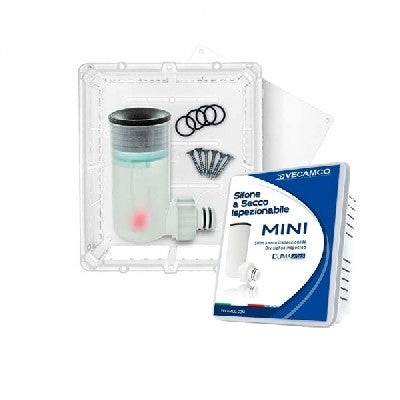 KIT SIFONE A SECCO CON SCARICO ORIZZONTALE MINI Misura: mm 154 x 174 x 58