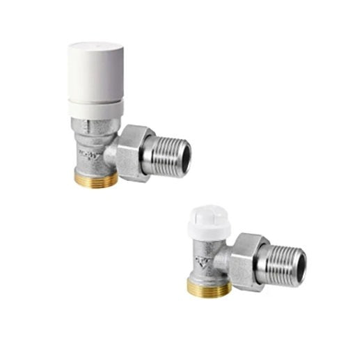 KIT TERMOSTATIZZABILE CON VALVOLA E DETENTORE AD ANGOLO PER RAME E PE Misura: 3/8"