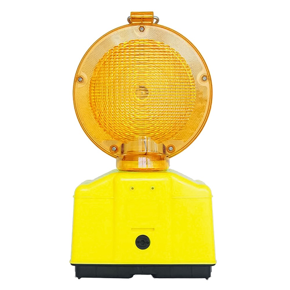 LAMPADA DA CANTIERE LAMPEGGIANTE 'DOUBLE BLINK ROAD' corpo giallo fluo - diffusore arancione
