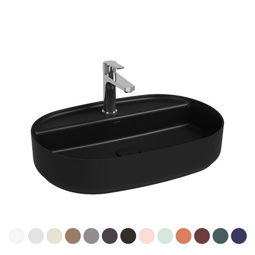 LAVABO D'APPOGGIO OVALE CON FORO RUBINETTO INFINITY Misura: Blu Opaco L. 60 cm