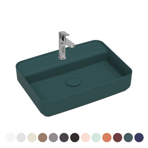 LAVABO D'APPOGGIO RETTANGOLARE CON FORO RUBINETTO INFINITY Misura: Verde petrolio Opaco L. 55cm