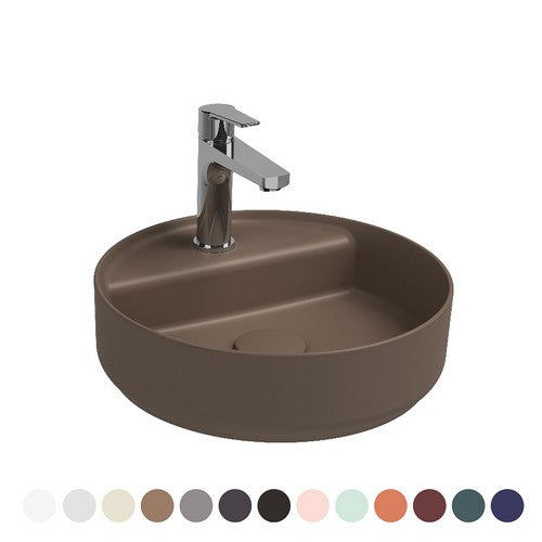 LAVABO D'APPOGGIO ROTONDO CON FORO RUBINETTO INFINITY Misura: Nero Opaco L. 42 cm