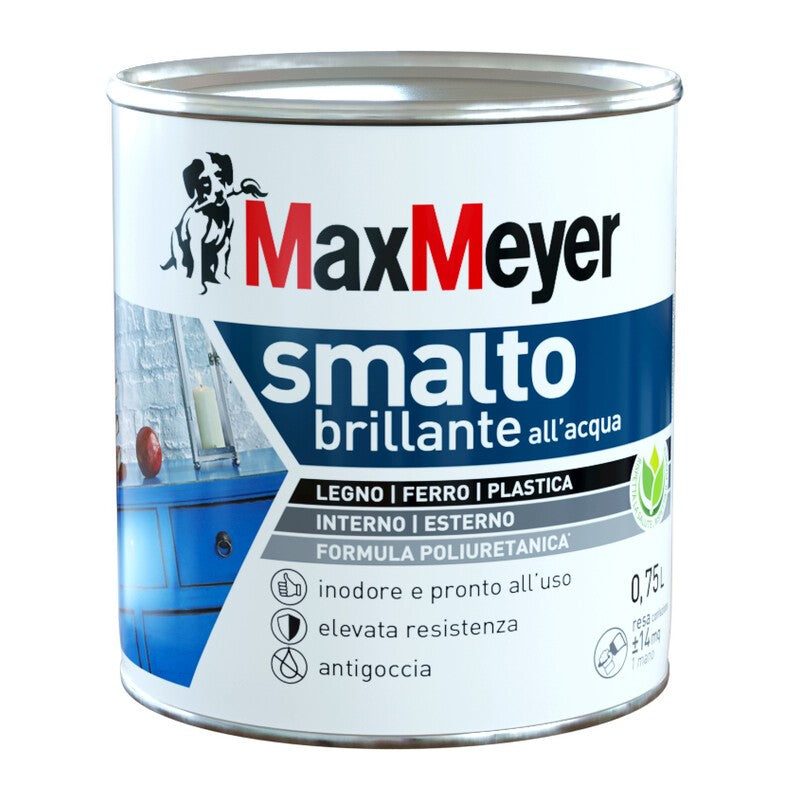MAX SMALTO ALLACQUA POLIURETANICO BRILLANTE LT.0,750 BIANCO